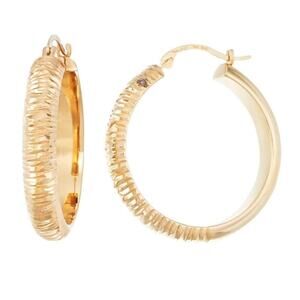 14K Gold Over Resin Core Hoop Earrings Textured Trendy Stylish Fashion Chic NEW